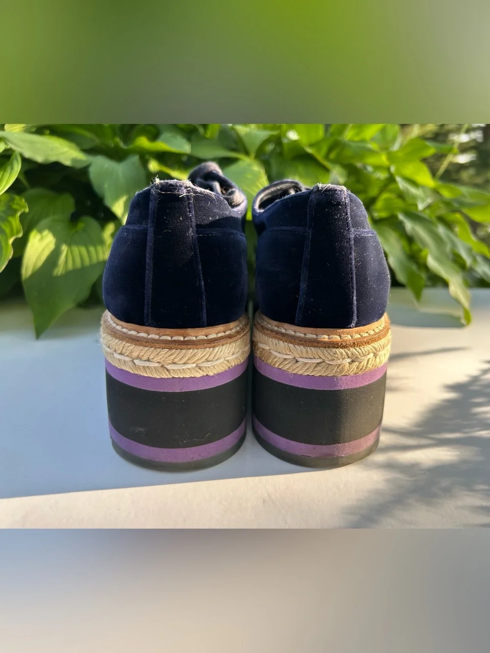 PRADA Velvet Platform Oxford Espadrille Embellished Crystals Shoes Size 40